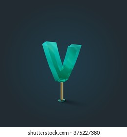 Character from a typeset made by glass, vector