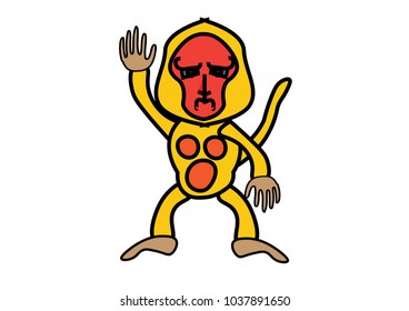 character ugly golden monkey vector