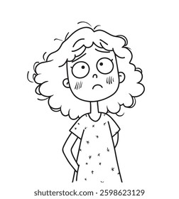 character upset tired woman vector illustration in doodle style