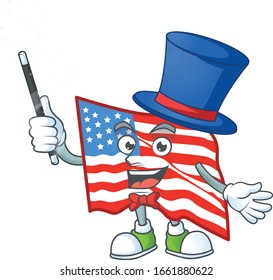 A character of USA flag performance as a Magician