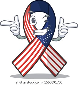 Character usa ribbon isolated on the wink