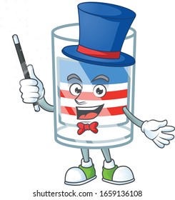 A character of USA stripes glass performance as a Magician