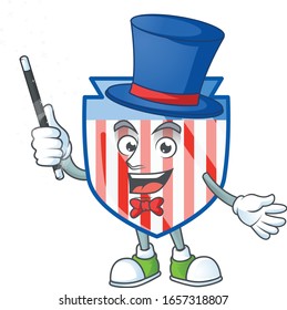 A character of USA stripes shield performance as a Magician