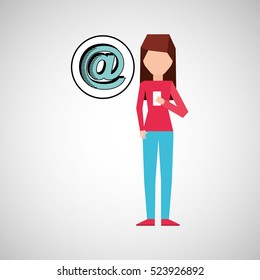 character using phone mail digital graphic vector illustration eps 10