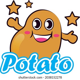 Character vector concept potato smile , Potato cartoon happily 