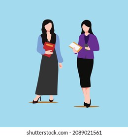 character vector, cute girl simple vector character,