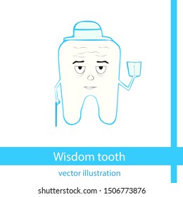 Character vector dental sticker transparent background. A wisdom tooth teaches how to follow your teeth.