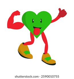 character vector of a green heart for heart health mental health symbol. physical health. healthy day. cute and adorable