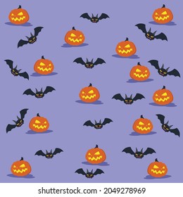 Character vector Halloween pumpkin and bat 