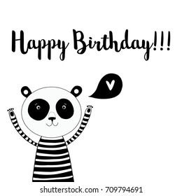 Character vector illustration. Birthday card with cute panda 