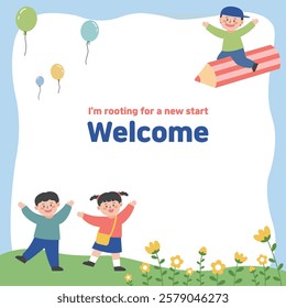 Character vector illustration for children entering kindergarten elementary school