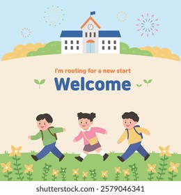 Character vector illustration for children entering kindergarten elementary school