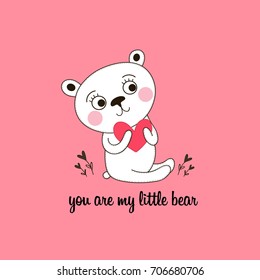 character vector illustration of cute bear, valentine's card