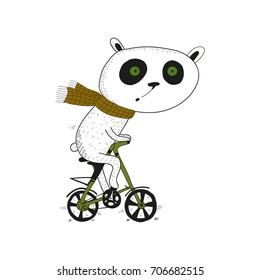 Character vector illustration cute bear on bike