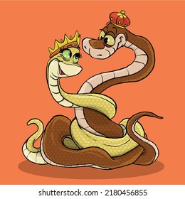 character vector of a snake couple with crowns