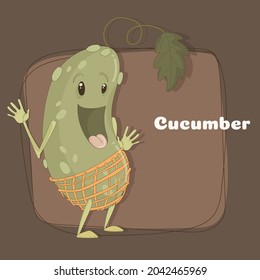
Character vegetable.
Friendly green cucumber in mesh trks. Cheerful character.
Hey!