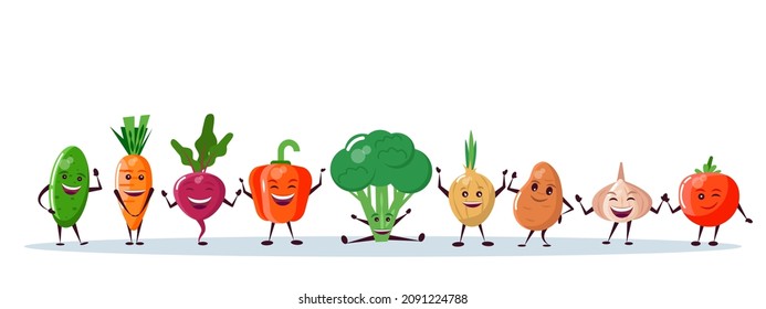 Character vegetables. Vector illustration in cartoon style.