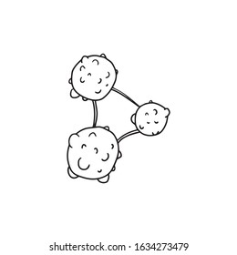 Character of viruses (bacteria). Drawn by hand in doodle style. Isolated on white background. Characters with emotions. For the design of news, medical articles and the design of announcements.
