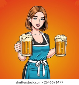Character of a waiter for beer beverage business