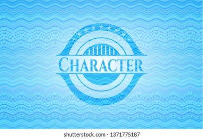 Character water representation emblem background.