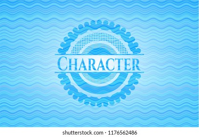 Character water wave representation badge background.