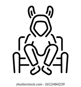 A character wearing bunny hoodie, line icon 