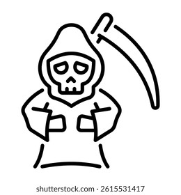 A character wearing death costume, line icon 