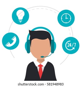 character wearing headset call center icons
