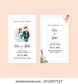Character Wedding Invitation illustration template