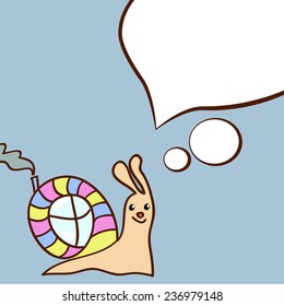 Character with a white cloud design element speech dialogue