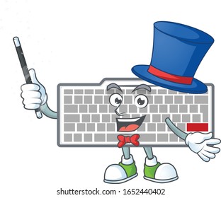 A character of white keyboard performance as a Magician