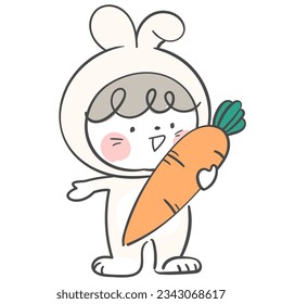 A character in a white rabbit costume.