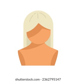 Character wig icon flat vector. Hair style. Short beauty isolated