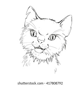 Character wild cat. Tattoo sketch vector