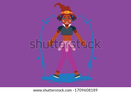 A character of a witch crying profusely. Halloween theme. Simple character vector illustration, this illustration can use as a sticker also.