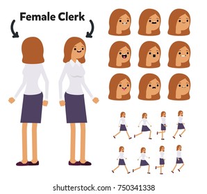 Character is a woman clerk. The character is ready for animation. Walk Animation.