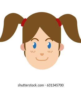 character woman female ponytails blue eyes and freckles