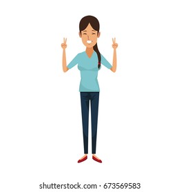 character woman female waving hand happiness