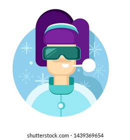 character woman flat icon winter