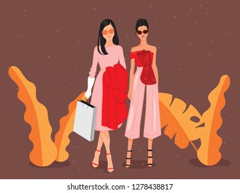 Character Woman Lady Fashion Glamour Elegant Model with Dress Formal Clothes and sunglasses using for Work or Meeting or Special Event Entertainment Couple