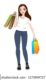 Character woman of shopping vector illustration