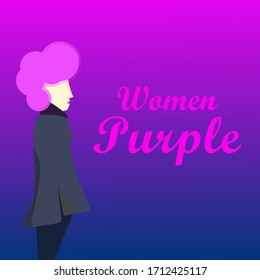 Character women blue purple color in flat design style 