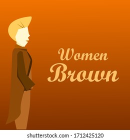 Character women  brown color in flat design style  