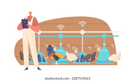 Character Work On Smart Chicken Livestock With High-tech Infrastructure And Automated Feeding Systems