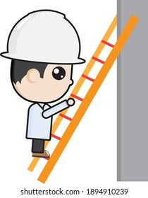 character worker electrician climb stairs