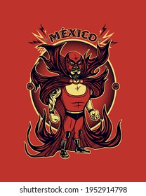 Character, wrestling from Mexico with tattoos and cape