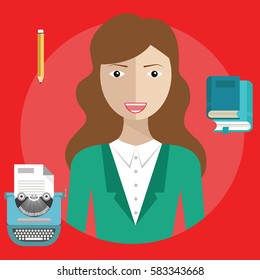 Character - writer. Vector illustration, flat style vector
