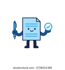 Comprobación de documentos de escritura de caracteres, Entorno de oficina, Ilustración vectorial, Estilo visual atractivo