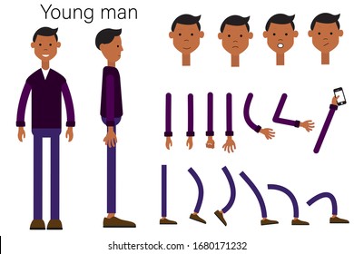 The character is a young man. The character is ready for animation. Gait animation.