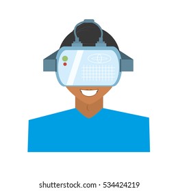 character young man virtual reality glasses technology new vector illustration eps 10